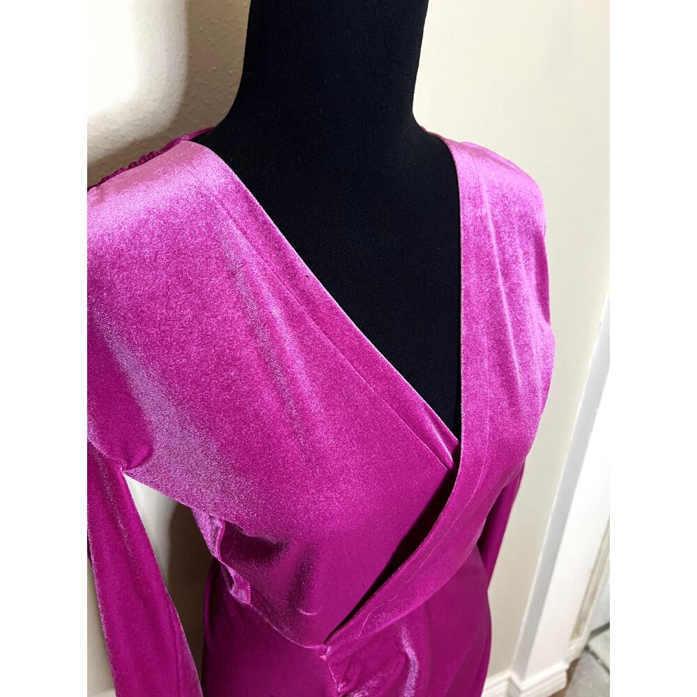 Atlein x RTR Pink Velvet Ruched Dress - Size Small - Picture 7 of 10